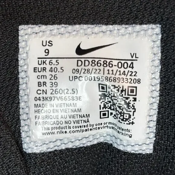 🔴 NIKE AIR WINFLO 9 Women`s Size 9 Black Grey Athletic Running Shoes DD8686-004 - Picture 8 of 8